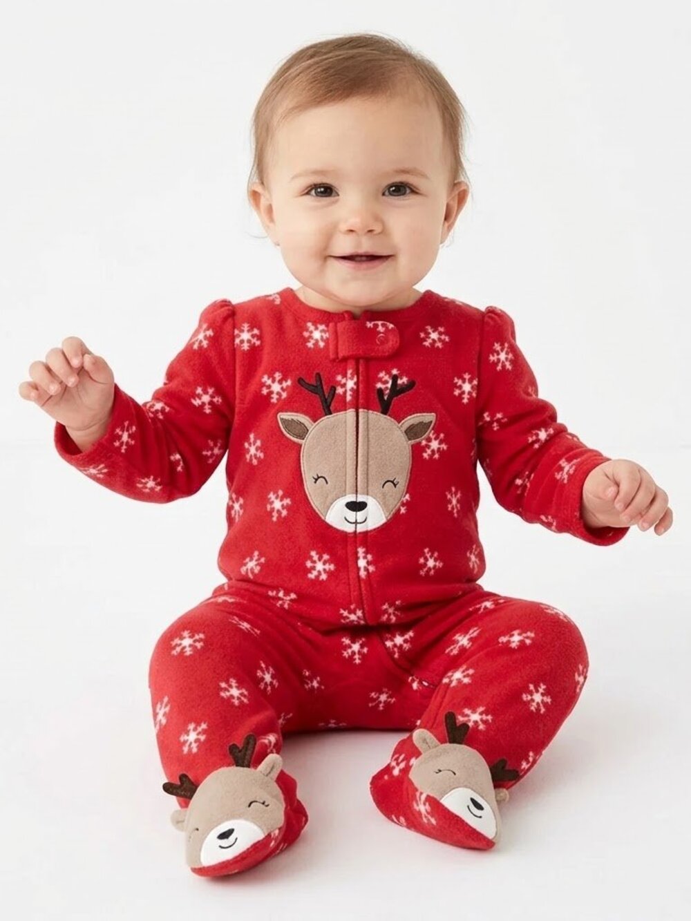 NEW Just One You Carter's 2 piece set outfit Fleece Reindeer Footed Sleeper NWT